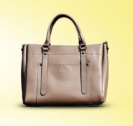 Quilted Puffed Leather Handbag photographed on a plain background