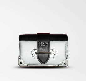 Island Double Comp Handbag In Silver photographed on a plain background