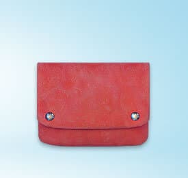 Red Real Leather Wallet photographed on a plain background