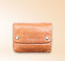 Light Brown Real Leather Credit Card Case photographed on a plain background