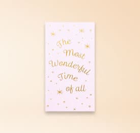 Handmade New Year Greeting Card photographed on a plain background