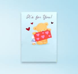 Handmade Valentine's Day Card photographed on a plain background